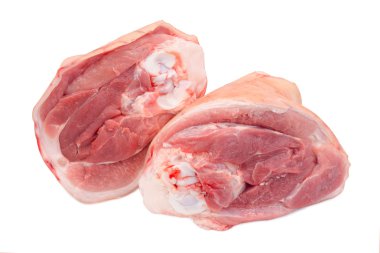 raw pork shank on the white background