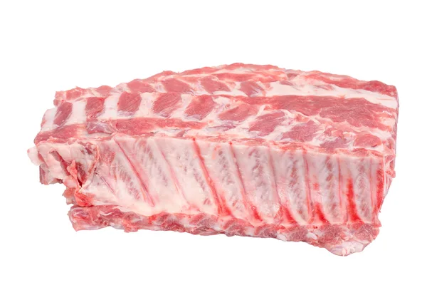 Untrimmed pork spare ribs on the white background — Stock Photo, Image