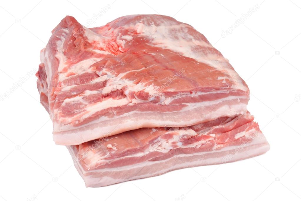 pork belly on the white background