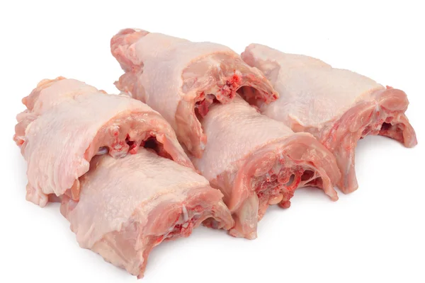 Chicken carcass skin on bone in on the white background — Stock Photo, Image