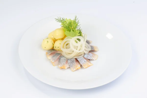 Side dish with herring and potatoes — Stock Photo, Image