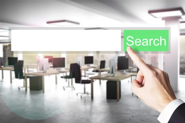 Green web search button office appartment 3d illustration — Stock Photo, Image