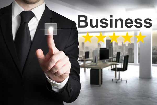 Businessman pushing small touchscreen button business five stars — Stock Photo, Image