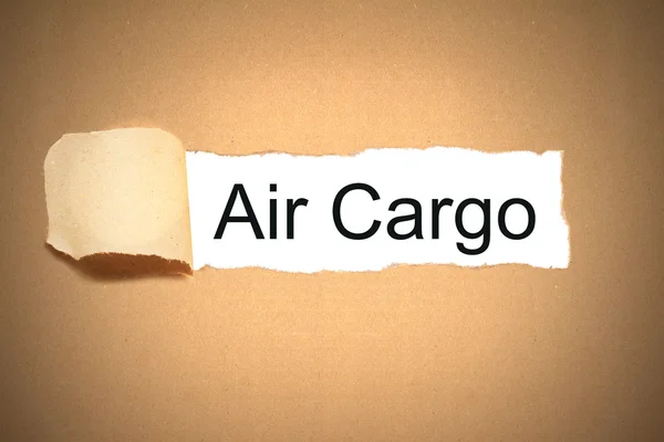 Szakadt, azt mutatják, fehér térben air cargo csomag papír/karton — Stock Fotó
