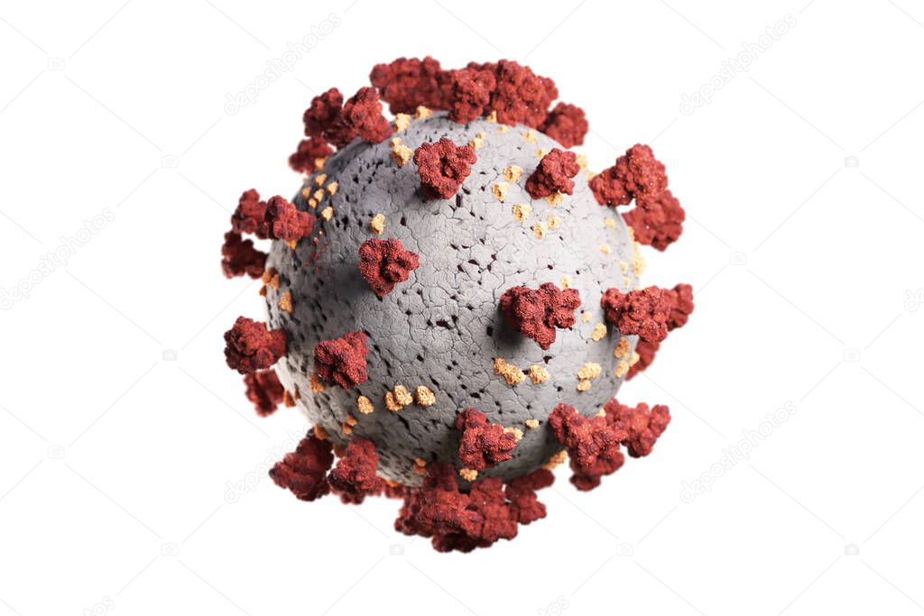 variant and mutation of coronavirus, covid 19 sars-cov2 strain, virus spike infection, isolated on white background, 3D Illustration 