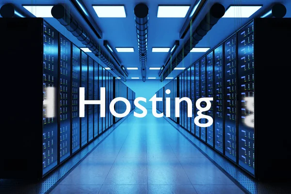 Webspace Hosting Λογότυπο Της Υπηρεσίας Μεγάλο Σύγχρονο Data Center Πολλαπλές — Φωτογραφία Αρχείου