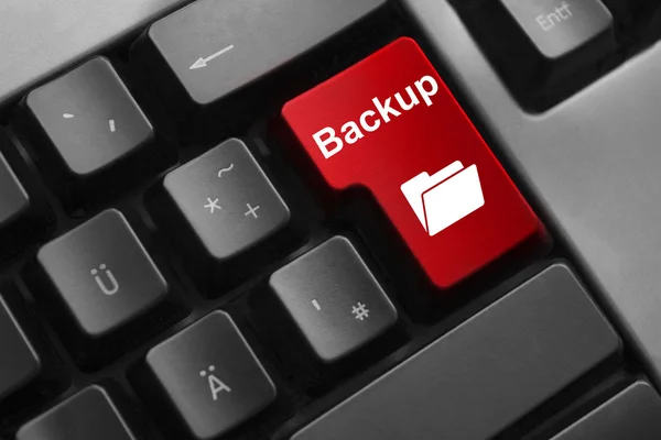 Keyboard red button backup folder — Stock Photo, Image
