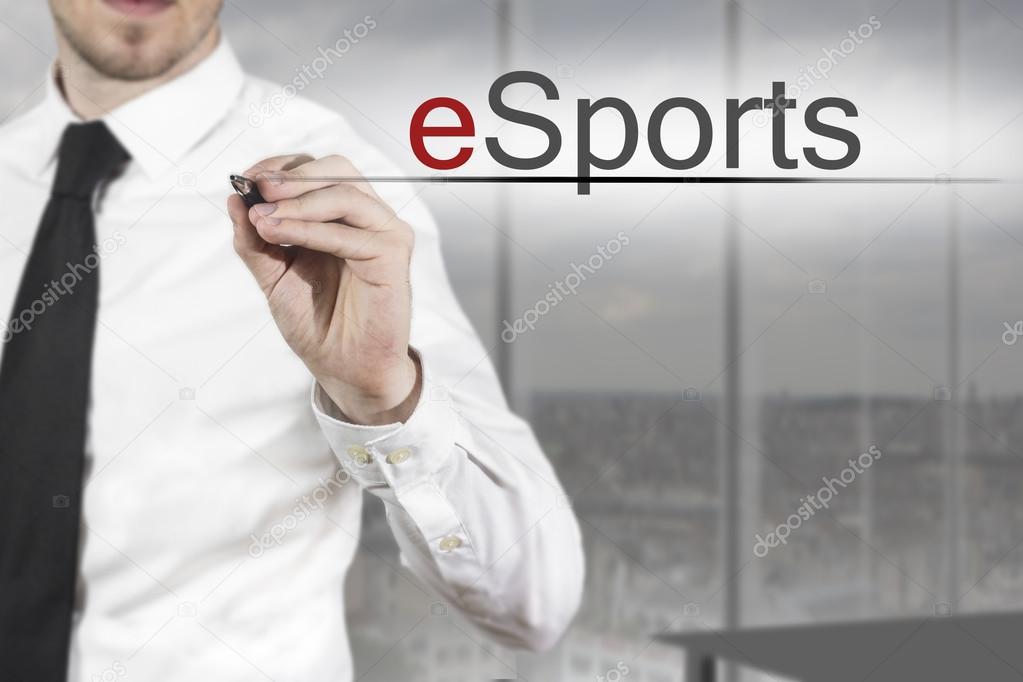 businessman writing esports