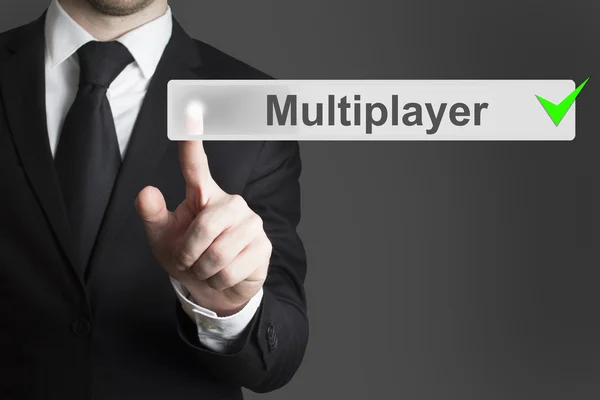 Πιέζοντας κουμπί mutliplayer επιχειρηματίας — Φωτογραφία Αρχείου