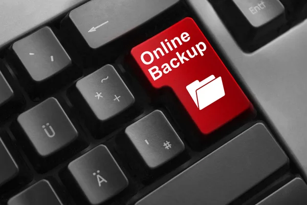 Keyboard red button online backup — Stock Photo, Image