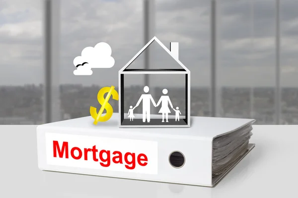 Office binder mortgage house dollar symbol — Stock Photo, Image