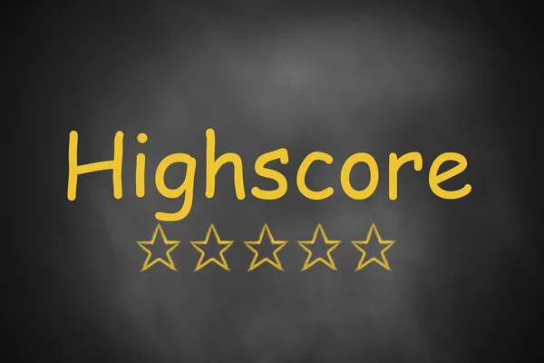 Black chalkboard highscore golden stars — Stock Photo, Image