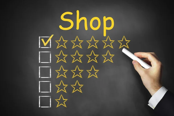 Black chalkboad shop ranking — Stock Photo, Image