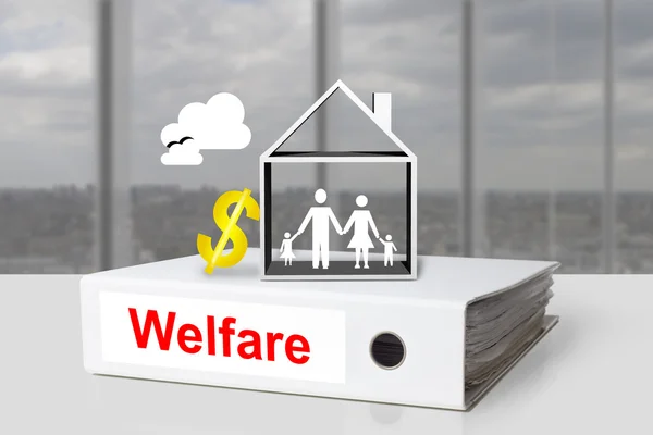 White office binder welfare family dollar symbol — Stock Photo, Image