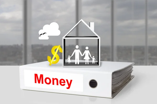 Office binder money house family dollar — Stock Photo, Image