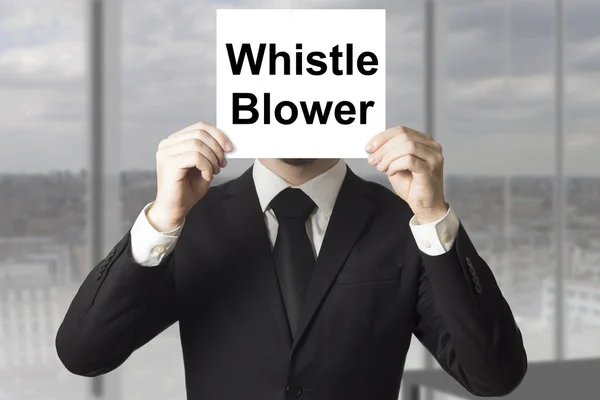 işadamı işareti whistle blower arkasında yüz gizleme