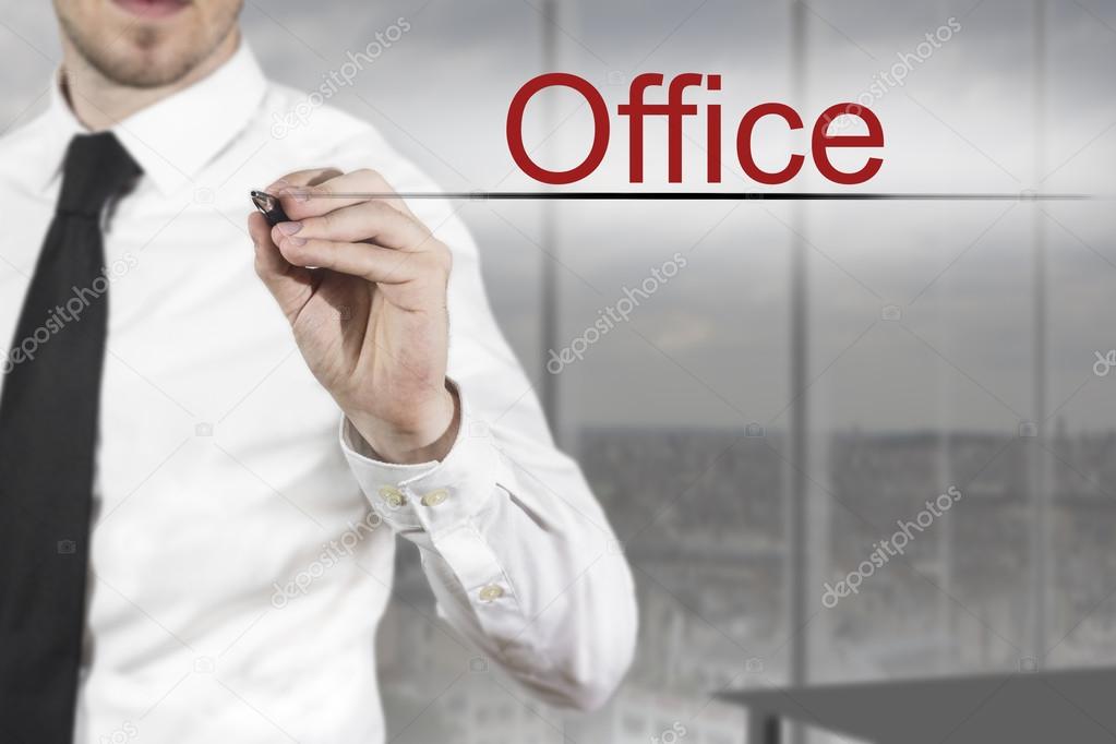 businessman writing office in the air