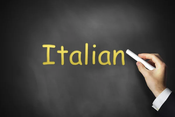 Ruční psaní italských na černé tabuli — Stock fotografie