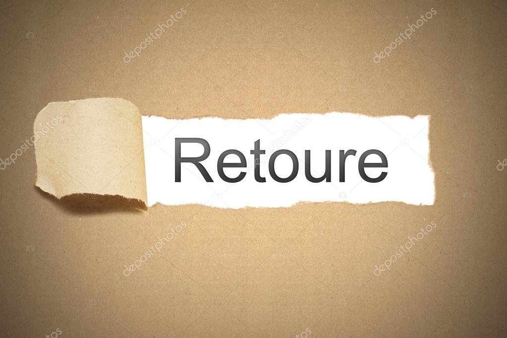 Brown paper torn to reveal retoure