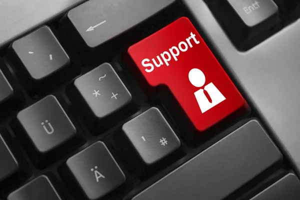 Keyboard red enter button support worker — Stock Photo, Image
