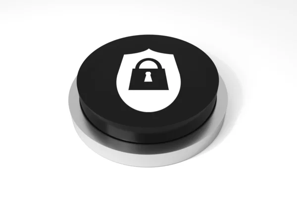 Czarny przycisk symbol bezpieczeństwa — Zdjęcie stockowe