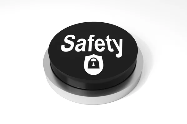 黑色的圆形按钮安全保护符号 — 图库照片