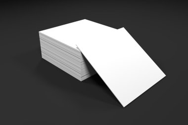 stack of white paper cards on office desk clipart