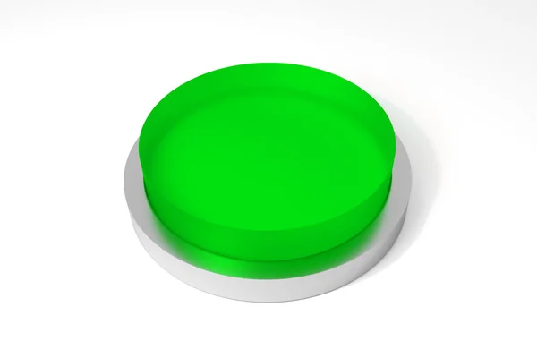 Botón verde redondo en la superficie blanca — Foto de Stock