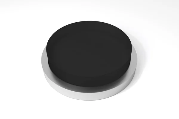 Botón negro redondo en la superficie blanca —  Fotos de Stock