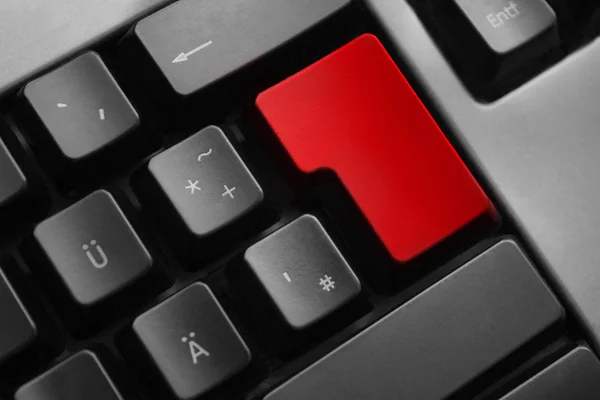 Teclado cinza vazio vermelho entrar botão — Fotografia de Stock