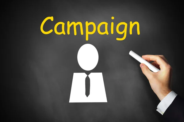 Hand writing campaign on chalkboard — Stock Photo, Image