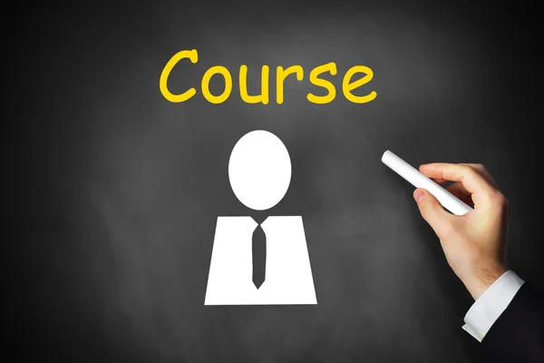 Hand writing course on chalkboard — Stock Photo, Image