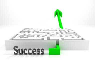 Beyaz labirent başarı geçen Yeşil ok