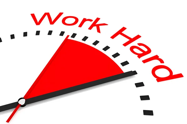 Clock with red seconds hand area work hard illustration — Stock Photo, Image