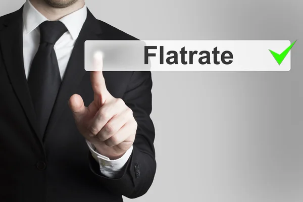 Işadamı itme düğmesini flatrate — Stok fotoğraf