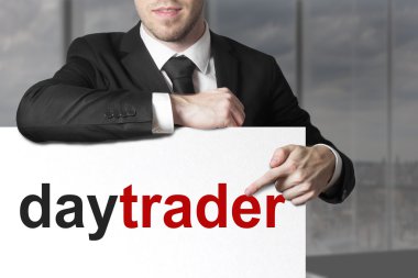 İşaret daytrader işaret eden işadamı