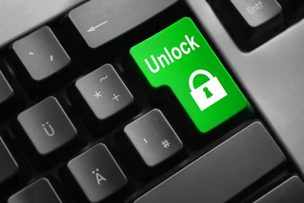 Keyboard green button unlock symbol — Stock Photo, Image