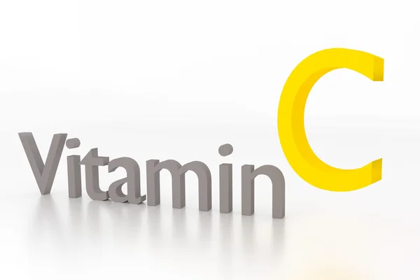 Vitamina c 3d illustrazione su superficie bianca — Foto Stock