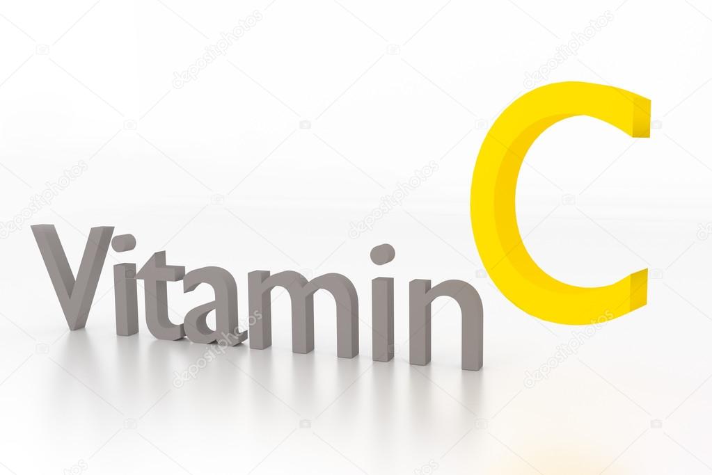 vitamin c 3d illustration on white surface