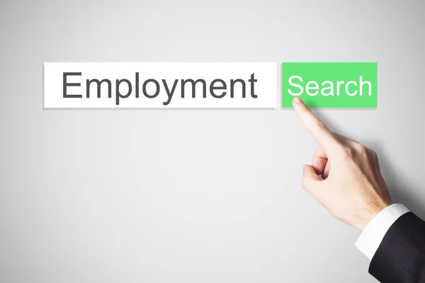 Finger pushing browser search button employment — Stock Photo, Image