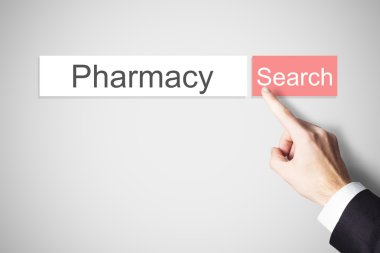finger pushing websearch button pharmacy clipart