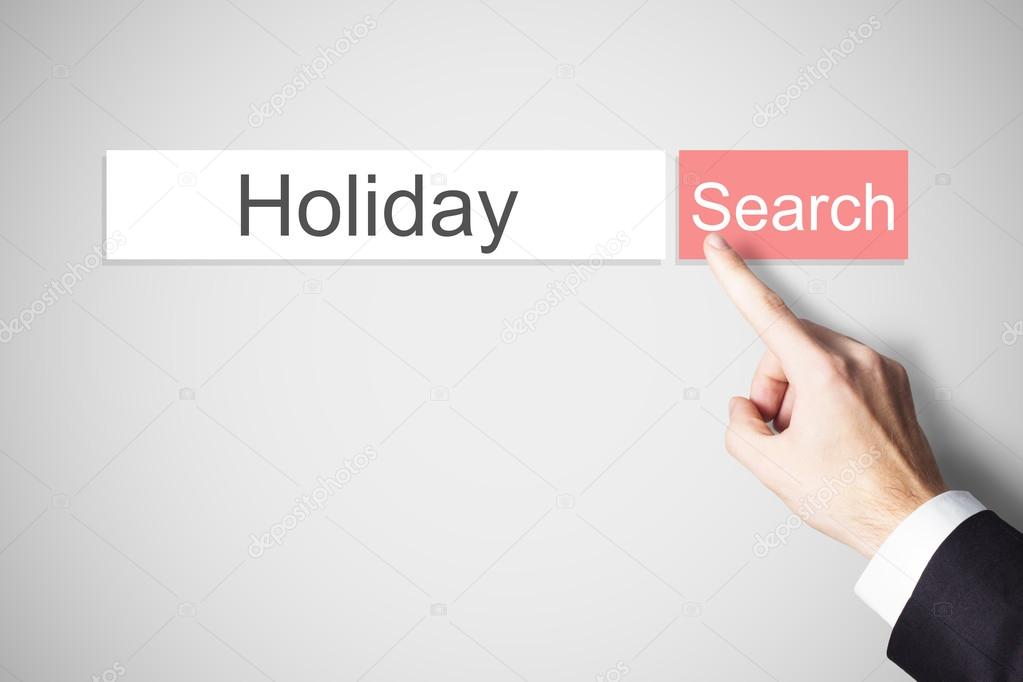 finger pushing flat web search button holiday