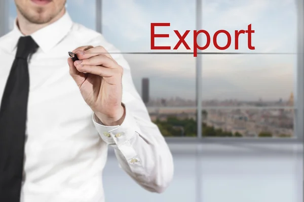 Businessman writing export in the air — Stock Photo, Image