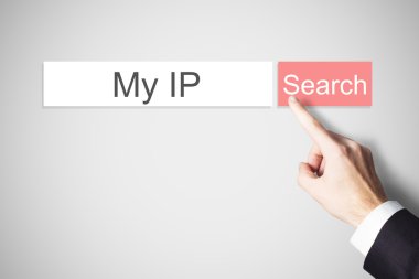 Kırmızı web arama tarayıcı bastırıyor parmak benim ip düğme
