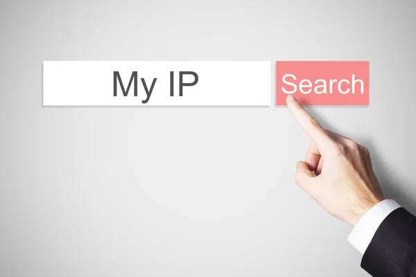 Kırmızı web arama tarayıcı bastırıyor parmak benim ip düğme