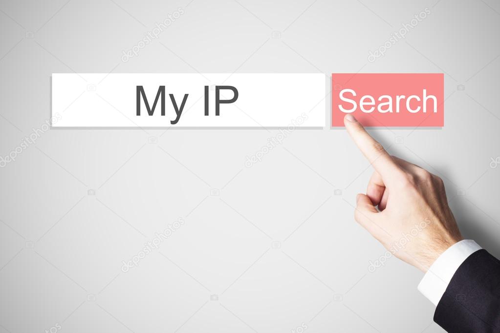 finger pushing red web search browser button my ip