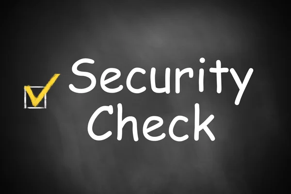 Chalkboard with checkbox checked security check — Stock Photo, Image