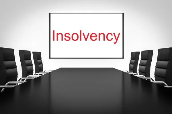 Conference room with whiteboard insolvency — Stock Photo, Image