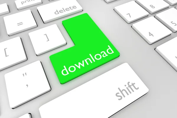 Teclado com verde entrar botão de download — Fotografia de Stock