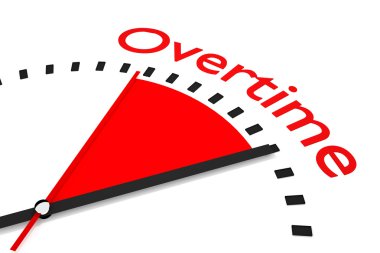 clock with red seconds hand area overtime clipart